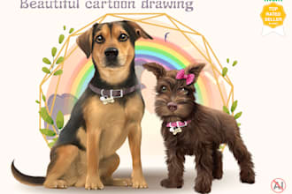 draw your dog or any pet portrait illustration