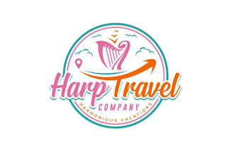 design awesome harp travel co logo