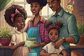 do african american children story book illustration, children book cover