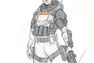 sketch of your character, sci fi fantasy, cyberpunk
