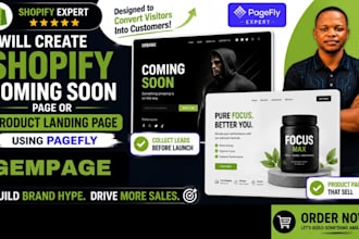 create shopify coming soon page or product landing page using pagefly