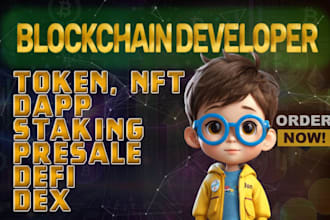 be blockchain developer for create token, web3 dapp, defi, staking, presale