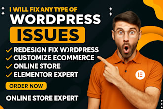 redesign fix wordpress issues customize ecommerce online store elementor expert