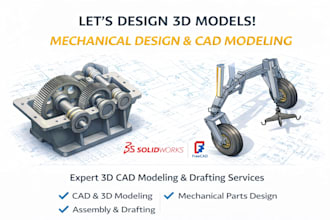 design mechanical parts , 3dmodels  using freecad  solidworks