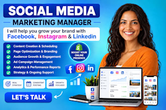 be your social media manager for instagram and facebook VA and linkedin manager