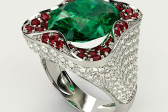 make 3d jewelry design, custom ring, pendant, 3d rendering for 3d printing