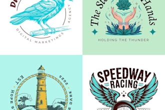 create a hand drawn retro vintage logo and illustration