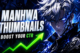 design manhwa, manga, and anime thumbnail for youtube that gets clicks