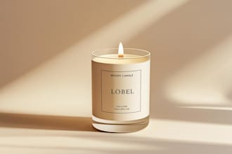do candle label design, 3d product design, product label and candle packaging