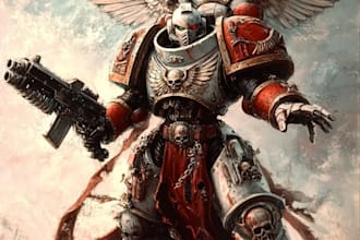 create a warhammer 40k character art and illustration