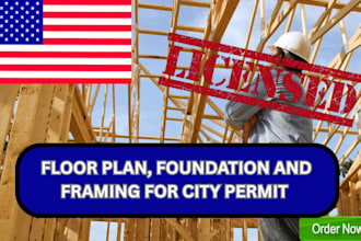 create floor plan, foundation and framing for city permit, floor plan mep design