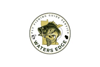 design a vintage creative fishing and outdoor adventure logo