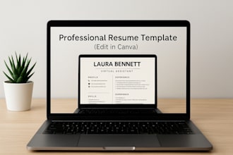 create a professional canva resume template,instant download CV