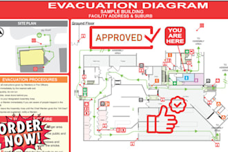 design fire emergency evacuation plan, map, diagram