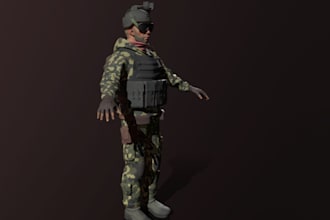3d game,3d realistic character, ue5 male skin textures,soldier rig,animate,unity