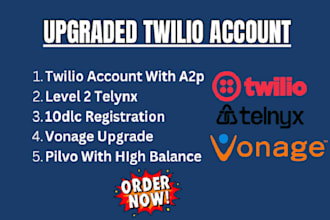 create verified twilio telnyx for bulk sms, sip trunk, did number voip 3cx, ivr