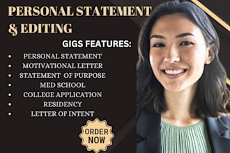 edit your residency personal statement, statement of purpose, or admission essay
