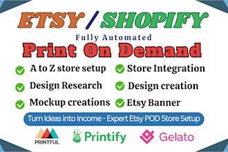 setup etsy and shopify with printify pod printful pod gelato pod