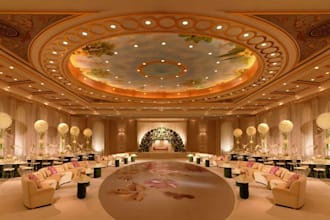 do realistic 3d stage design, wedding venue, event floor plans with sound stage