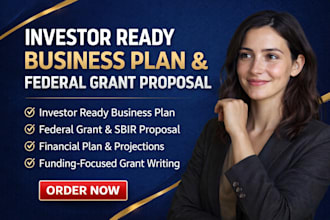 write investor ready business plan and federal grant proposal for funding