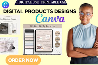 design canva digitals, canva journals, printable planners and templates workbook