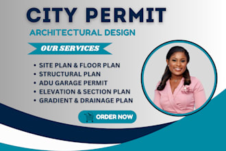 draw architectural city permit site plan, structural floor plan, mep, adu garage