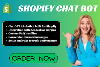 setup chatgpt ai agent shopify chatbot and create zendesk or gorgias ai chatbot