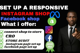 set up and integrate a responsive instagram shop, fb,meta shop shopify marketing