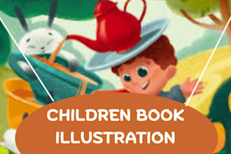illustrate cute children storybook, african american children book illustration