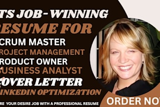 write a professional resume for scrum master, project management, product owner