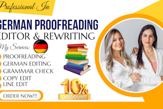 proofread, copy edit and rewrite your german text, developmental book editing