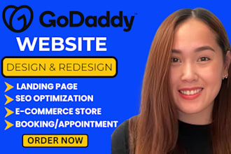 design or redesign your godaddy website, ecommerce store, godaddy landing page