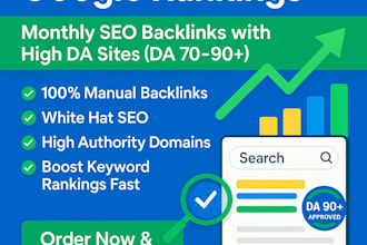 skyrocket ranking with monthly SEO backlinks high domain