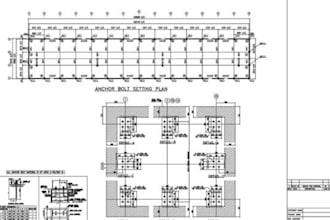do structural steel fabrication drawings in autocad with materials listing