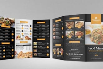 design restaurant menu card, food flyer, poster, price list, digital menu board