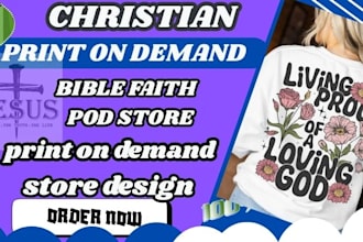 create custom christian shopify store  bible verse  inspirational mockup setup