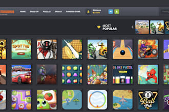 create a arcade game website with 12000 games, online website tournament website