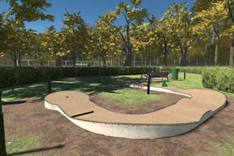 remodel 3d minigolf construction,sport arena,3d land golf course,cgi render, skp
