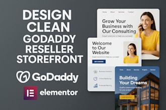 design clean godaddy reseller storefront german or UK elementor wordpress design
