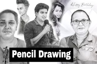 sketch a detailed custom graphite portrait pencil drawing