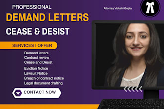 draft demand, cease and desist, legal notice, or eviction