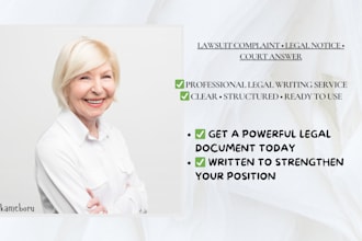 write your lawsuit complaint, answer, or legal notice