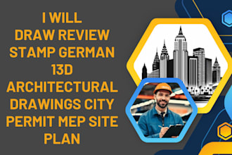 draw review stamp german 13d architectural drawings city permit mep site plan
