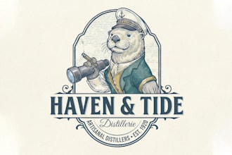 do vintage business logo design with unique hand drawn illustration