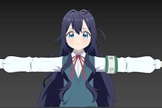 model, edit and rig 3d vtuber characters for vrchat, vroid, vrm, anime and unity