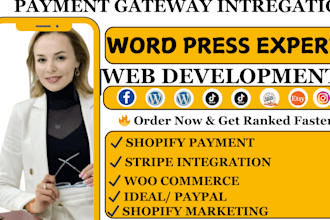 do payment gateway integration API paypal stripe with wordpress wix shopify