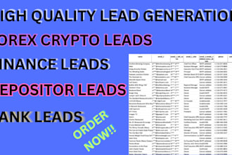 provide high converting crypto forex leads, binance depositors, and bank leads