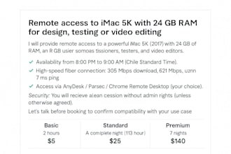 remote imac 5k access 24gb ram apple computer for design, editing, testing wit