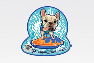 design eye catching surfing french bulldog logo