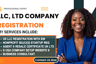 do US llc company registration, nonprofit startups 501c3 with ein uei number rfq